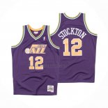 Maglia Utah Jazz John Stockton NO 12 Mitchell & Ness 1991-92 viola